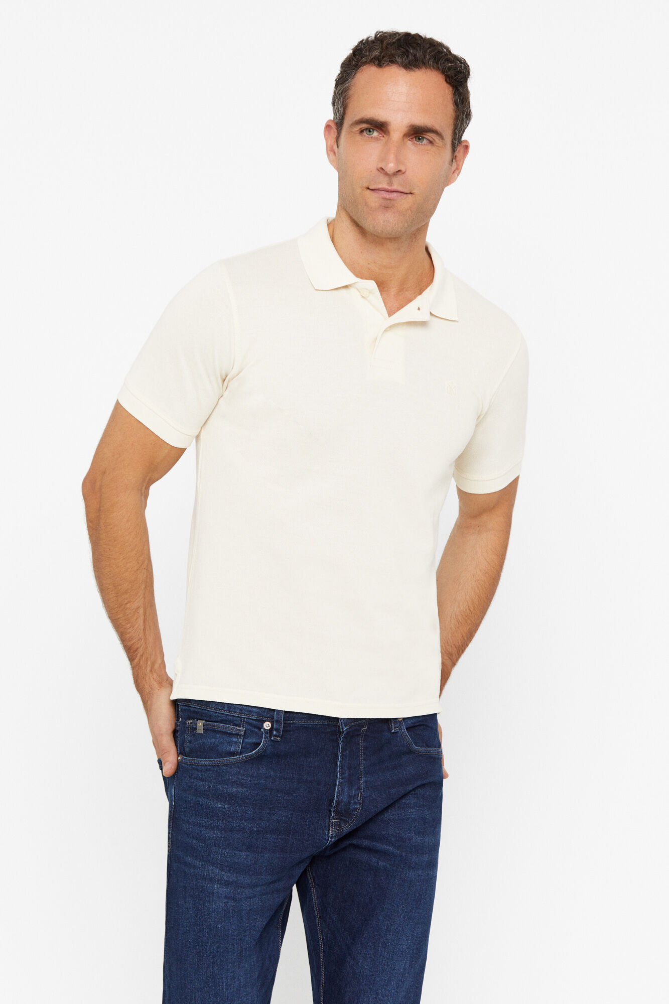 Polo piqué com logo - Bege