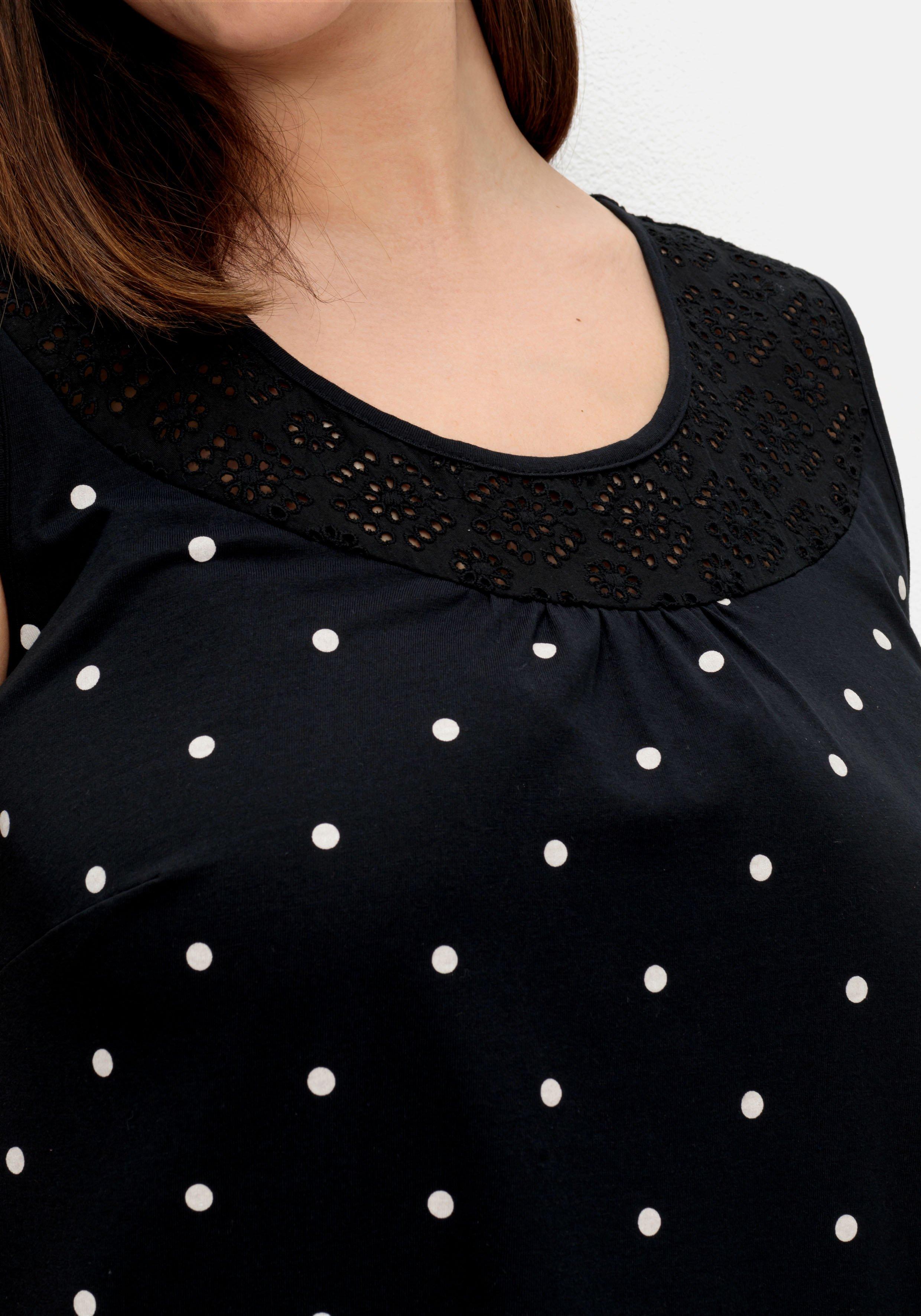 Ärmelloses Jerseykleid mit Punktedruck