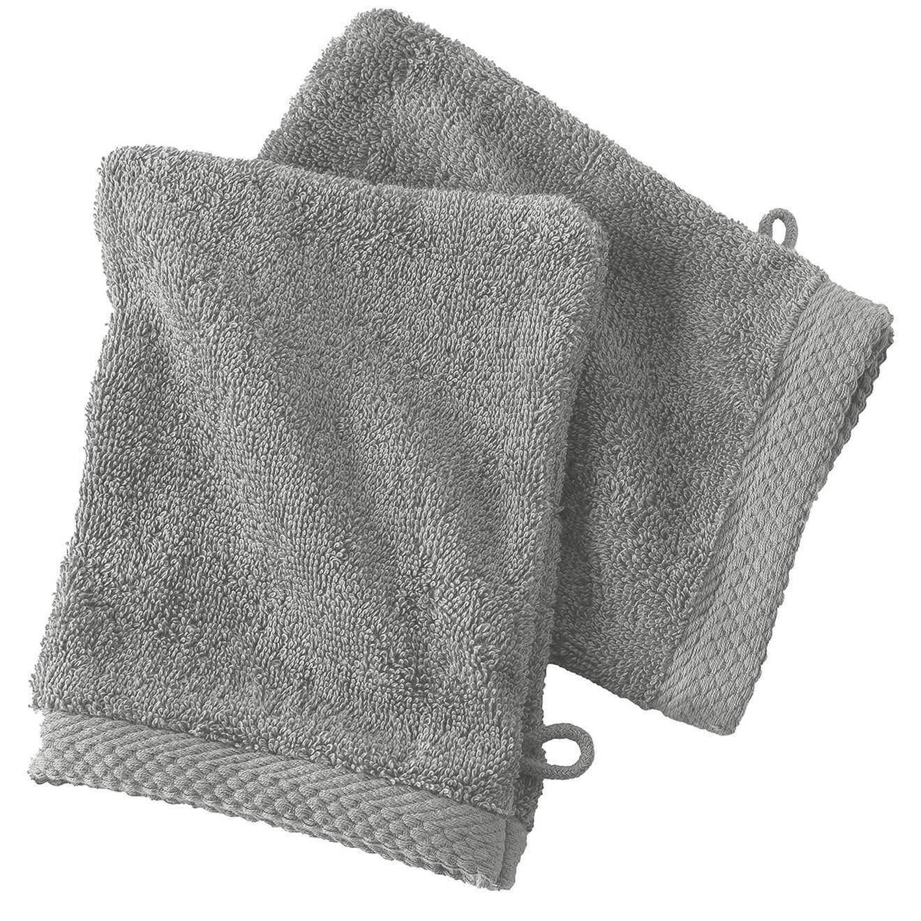 Soft by Perle de Coton 2 Gants de toilette argentés - 16x21 cm