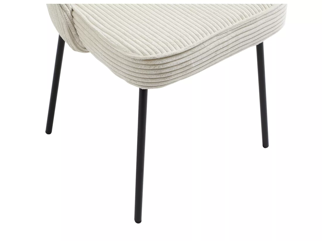 Lot de 2 chaises en velours côtelé et métal noir - Crème - ALPALI