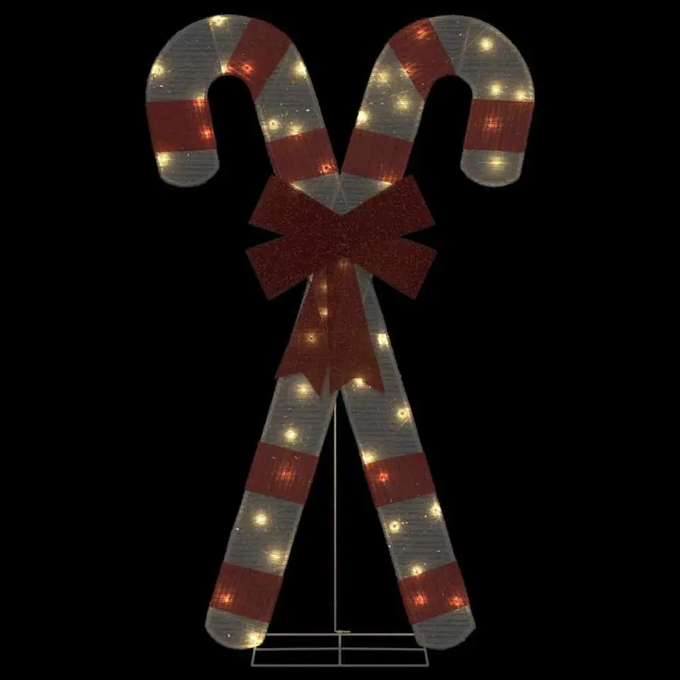 vidaXL - Kerstdecoratie zuurstok met LED's 49x85 cm - Rood en wit - Stof