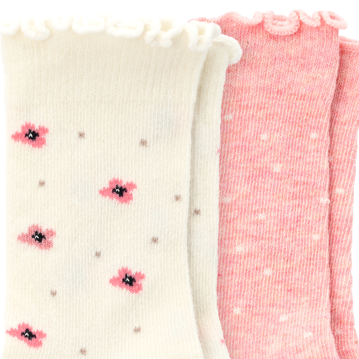 Topomini Pure Collection 2 Paar Baby Socken im Doppelpack weiss / rosa