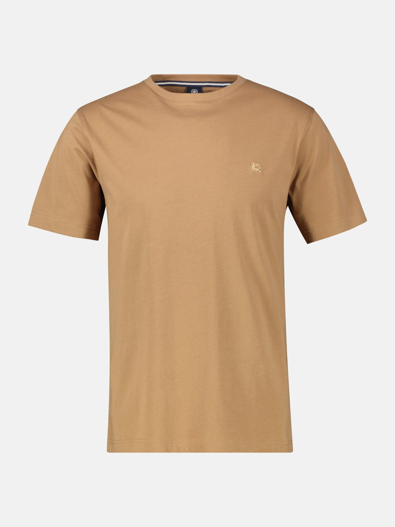 Basic T-Shirt mit Logostitck, unifarben