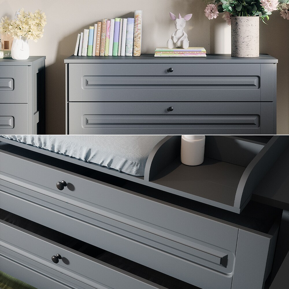 Vitalispa Wickelkommode Ajaton Grau 133 x 98,4 mit 3 Schubladen