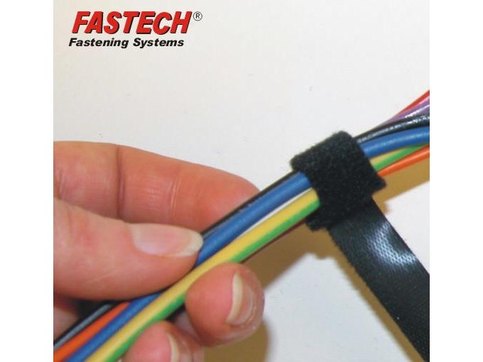 FASTECH Klettkabelbinder ETK-1-2 13 x 200 mm Schwarz, 10 St Kabelmanagement mit Klettverschlusssystem