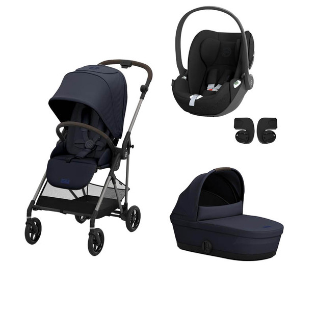 Poussette TRIO Melio 4 Taupe Nacelle Dark Navy Blue Cloud T Sepia Black - CYBEX