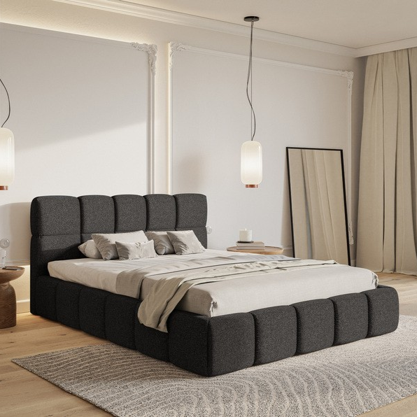 NADUVI Collection Chloe Bedframe 180 x 200 cm - Chenille - Antraciet