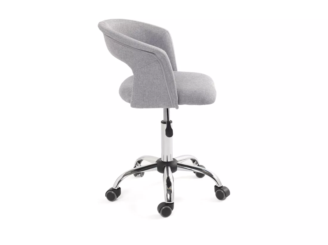 Chaise bureau roulettes siège tissu rembourré hauteur réglable pivotant pied chrome AYA (gris)