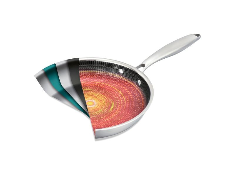 BRATmaxx Bratpfanne Silber 28 cm Edelstahl-Pfanne mit Wabenstruktur
