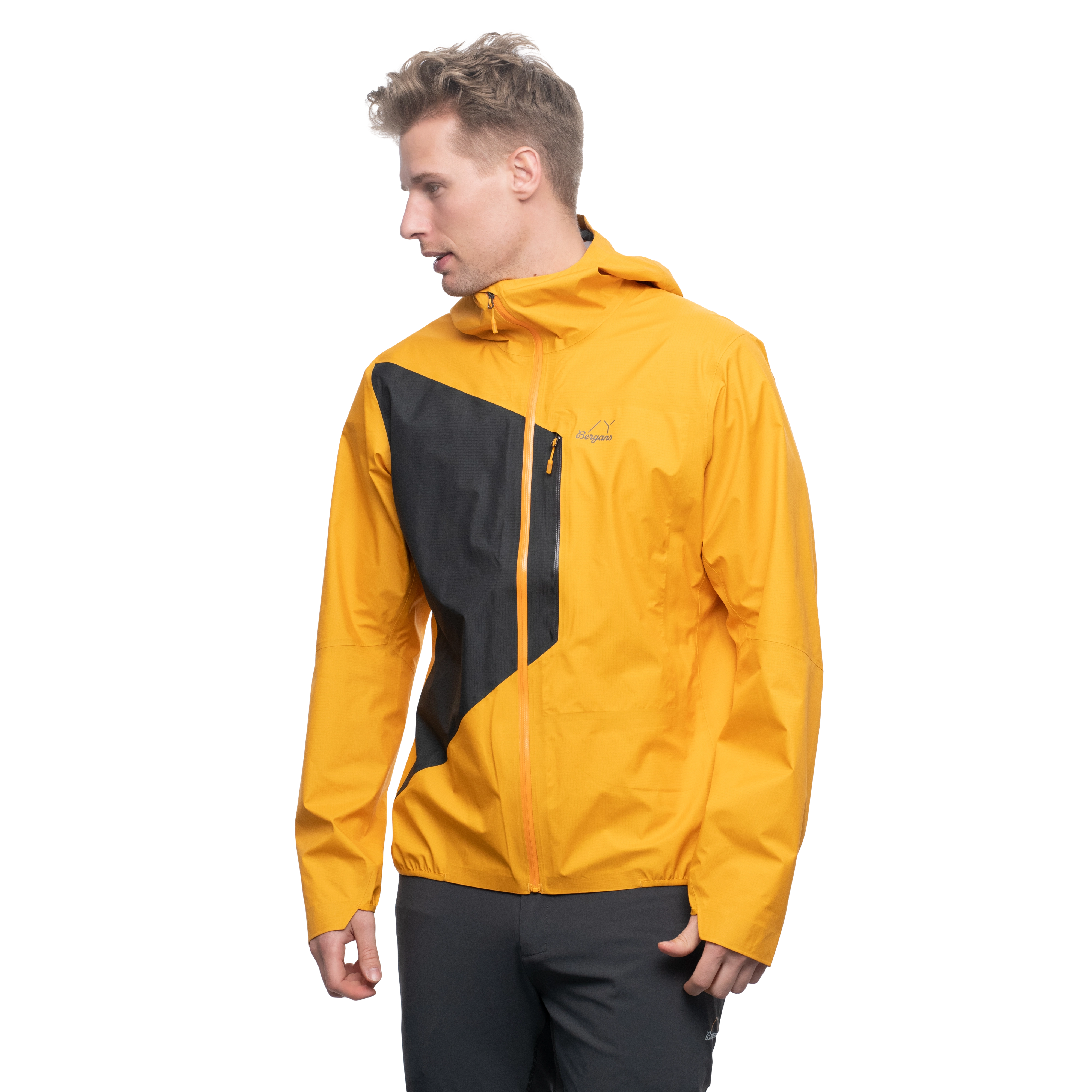 Y LightLine Air 3L Shell Jacket Men Mango Yellow / Dark Shadow Grey