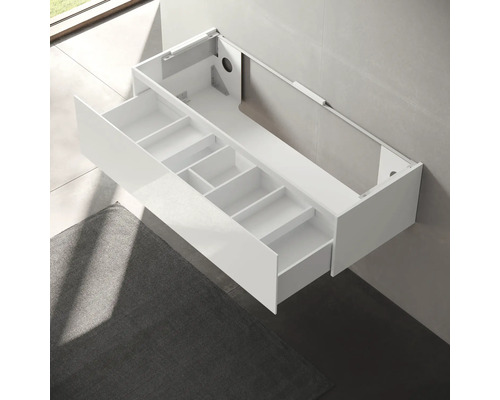 KEUCO Edition 11 wastafelmeubel, BxHxD 140 x 35 x 53,5 cm, glanzend wit front met verlichting, 31361300100