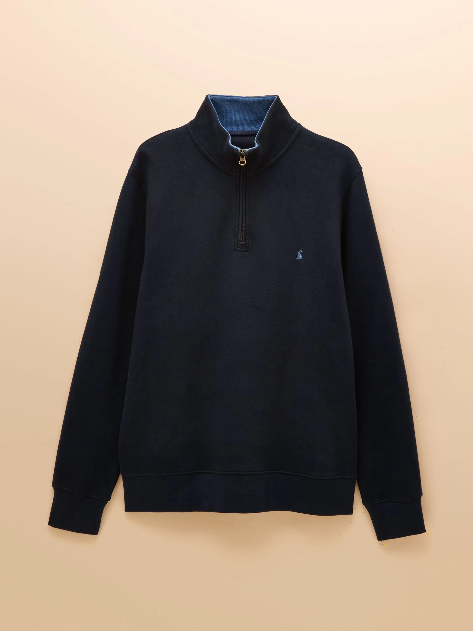 Marineblauw - Joules Alistair French Ribbed Knit Quarter Zip Sweatshirt