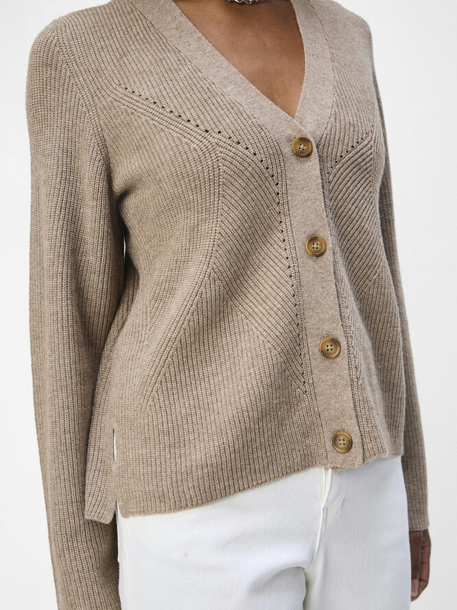 Object OBJDITTE RE L/S KNIT CARDIGAN NOOS Desert taupe/melange col