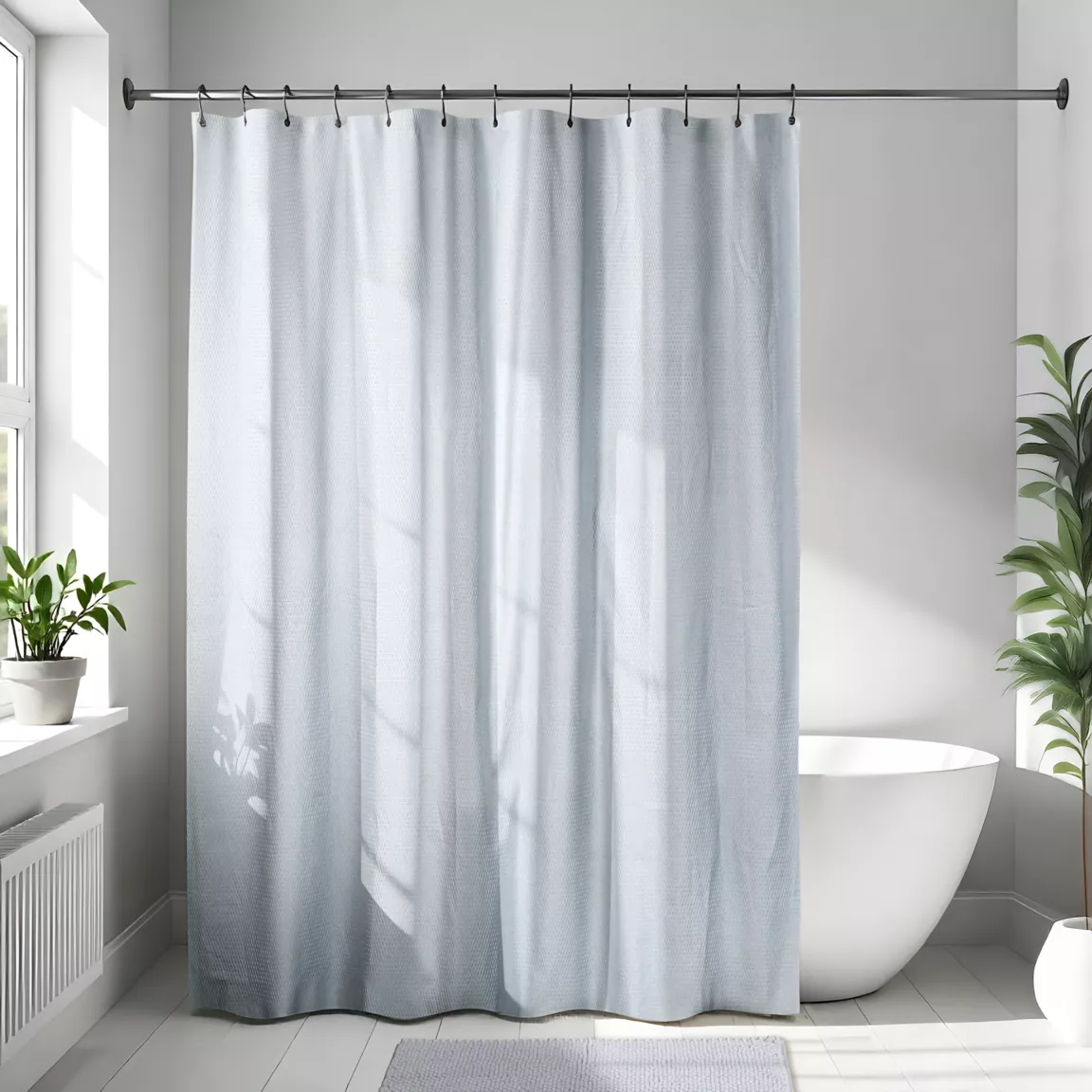 Rideau de douche en microfibre (180 x 200 cm) Gauffré Gris clair
