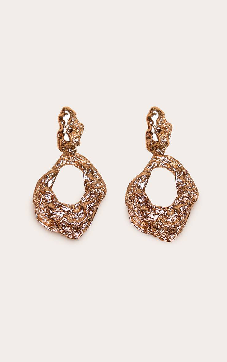 Doré Boucles D'oreilles Heurtoir De Porte Drapé Effet Fondu