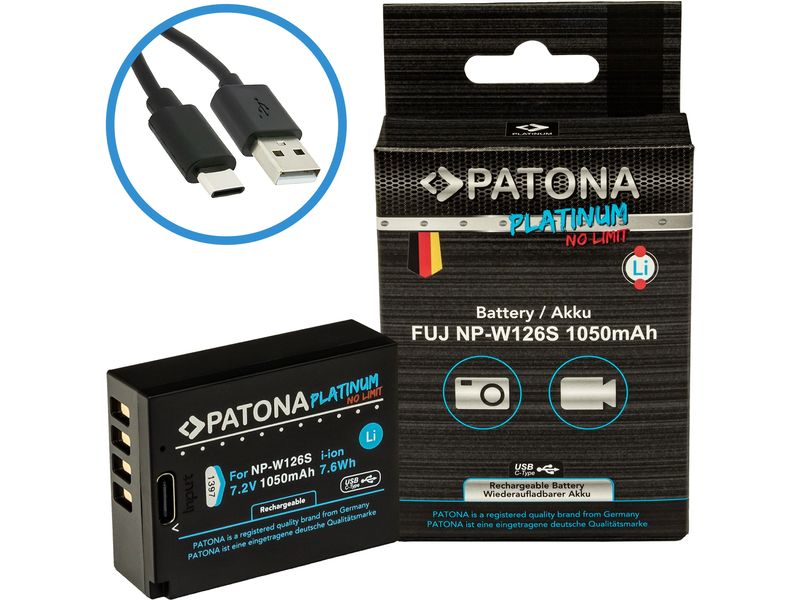 Patona Platinum Akku für Fuji NP-W126S Platinum Batteriesatz für Fujifilm