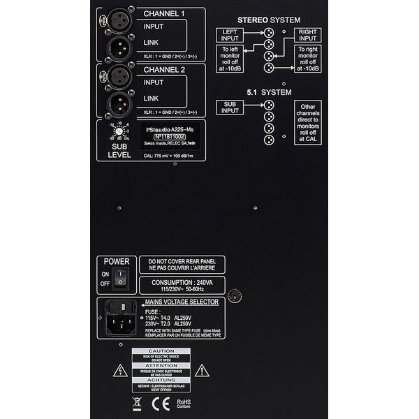 PSI Audio Sub A225-M Studio Red