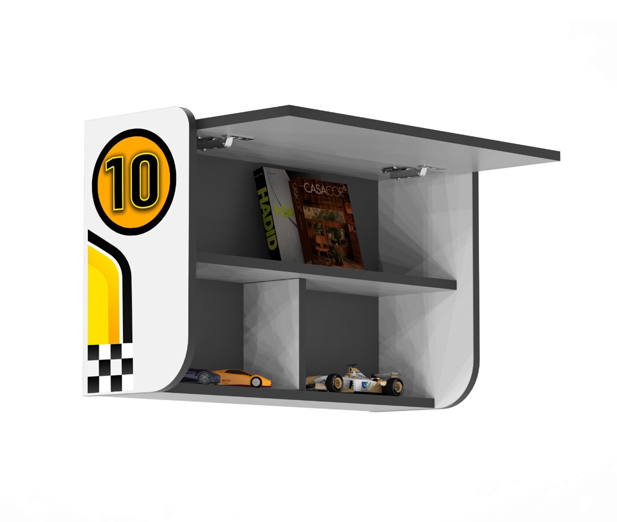 Bücherregal mit Klappe Wandregal für Kinderzimmer Weiß