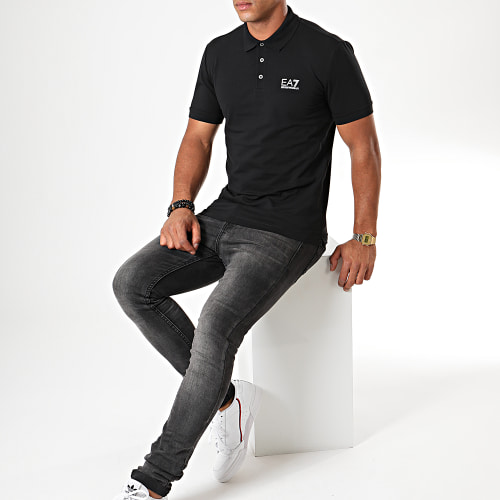 Polo Manches Courtes 8NPF04-PJM5Z Noir Blanc