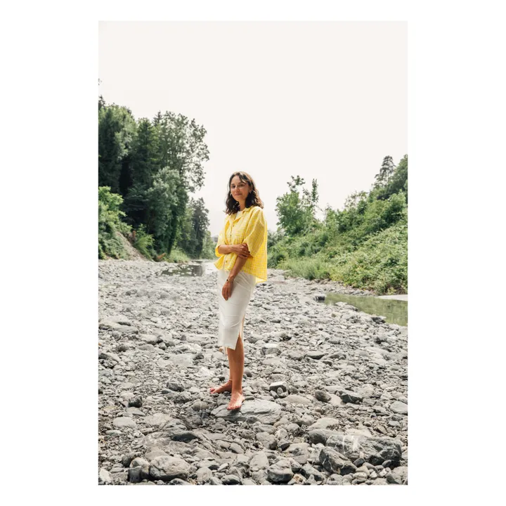 Matona Chemise Carreaux Lin | Jaune