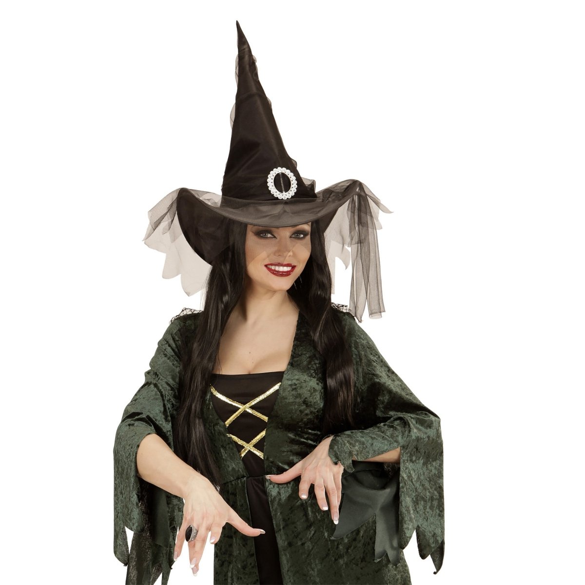 Halloween Heksenhoed Zwart Met Tule