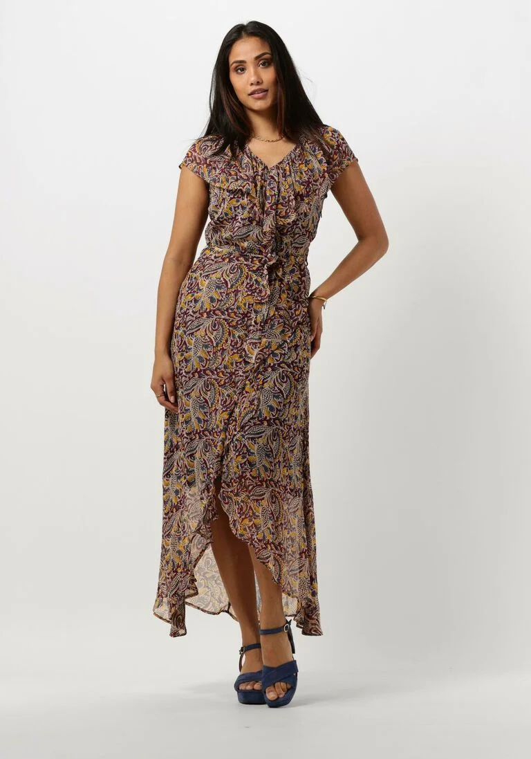 AAIKO bruine aaiko midi jurk esmee oriental vis 520