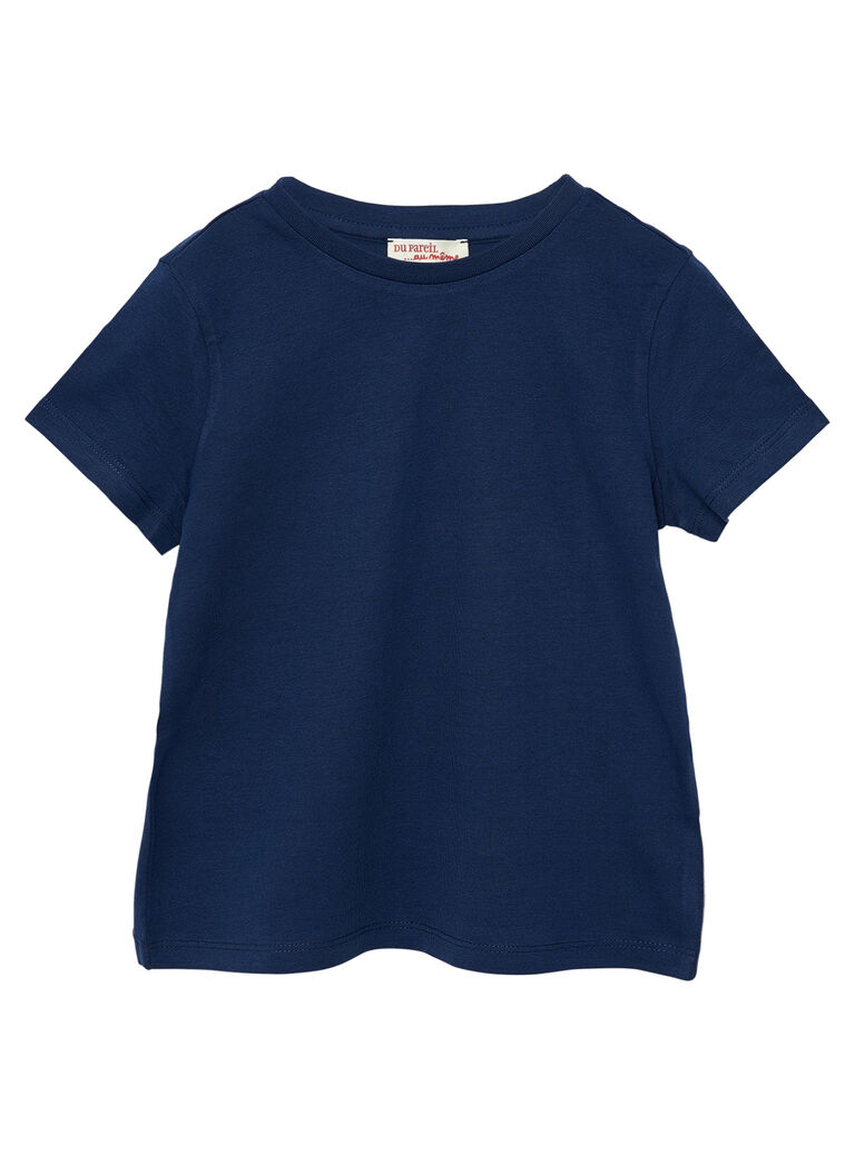 Tee shirt manches courtes garçon uni marine