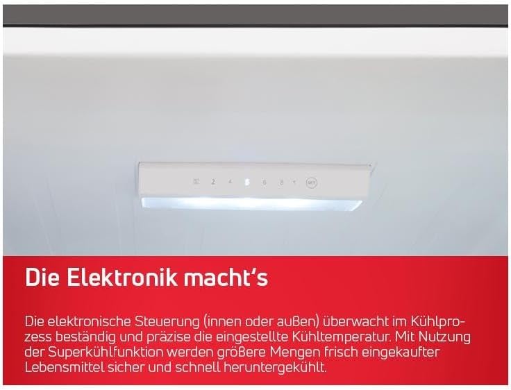 Amica KGCL 387 150 S Kühl-Gefrierkombination/Schwarze Edelstahloptik / 176cm Höhe/elektr. Steuerung/weniger Abtauen dank FrostControl/VitControl Schublade