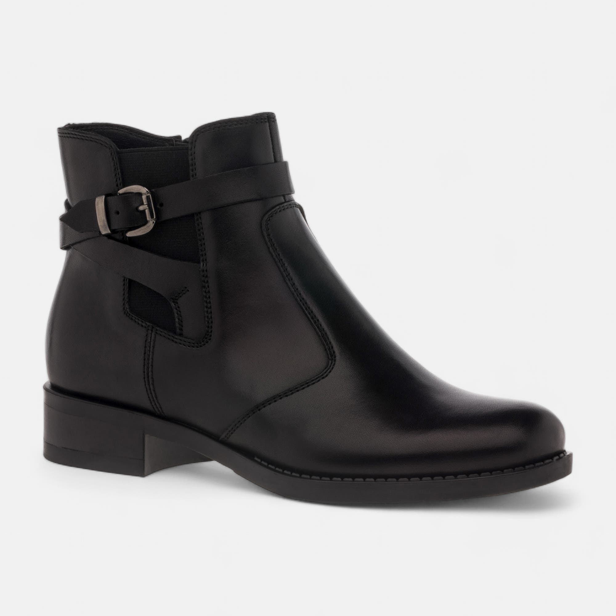 Boots chelsea Femme en cuir noir