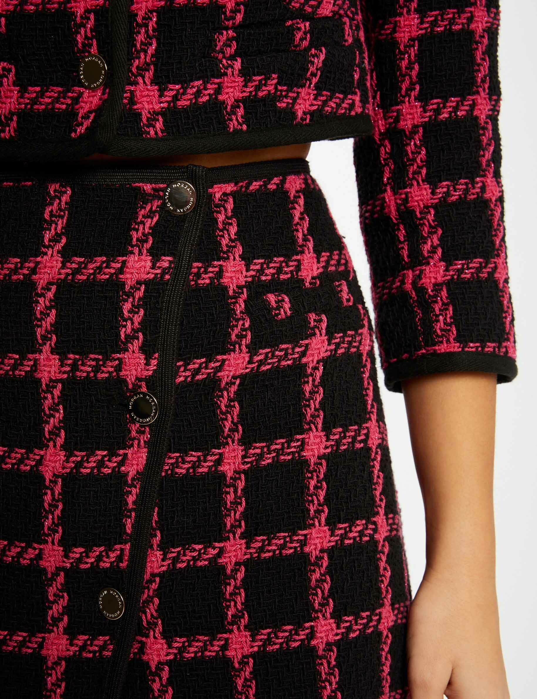 Jupe portefeuille à carreaux noir femme - noir