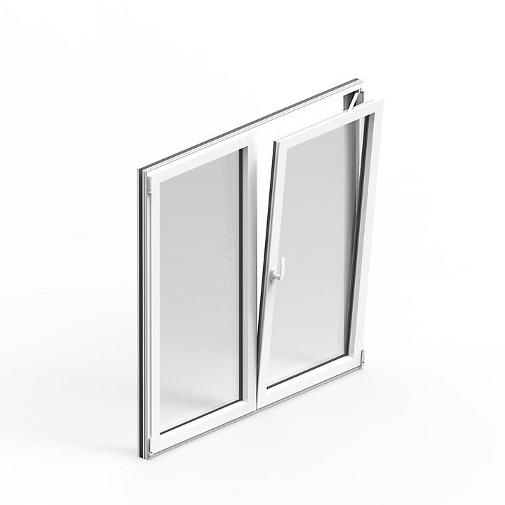 Fenêtre alu 2 vantaux oscillo-battant GoodHome blanc - l.100 x h.95 cm