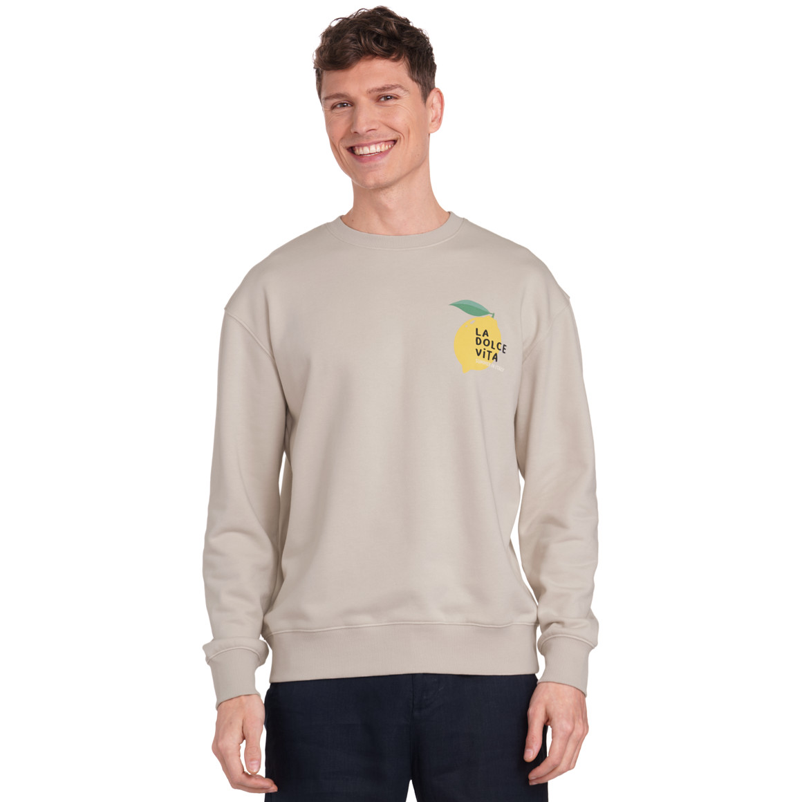 Jonas Nielsen Herren Sweatshirt mit Backprint beige