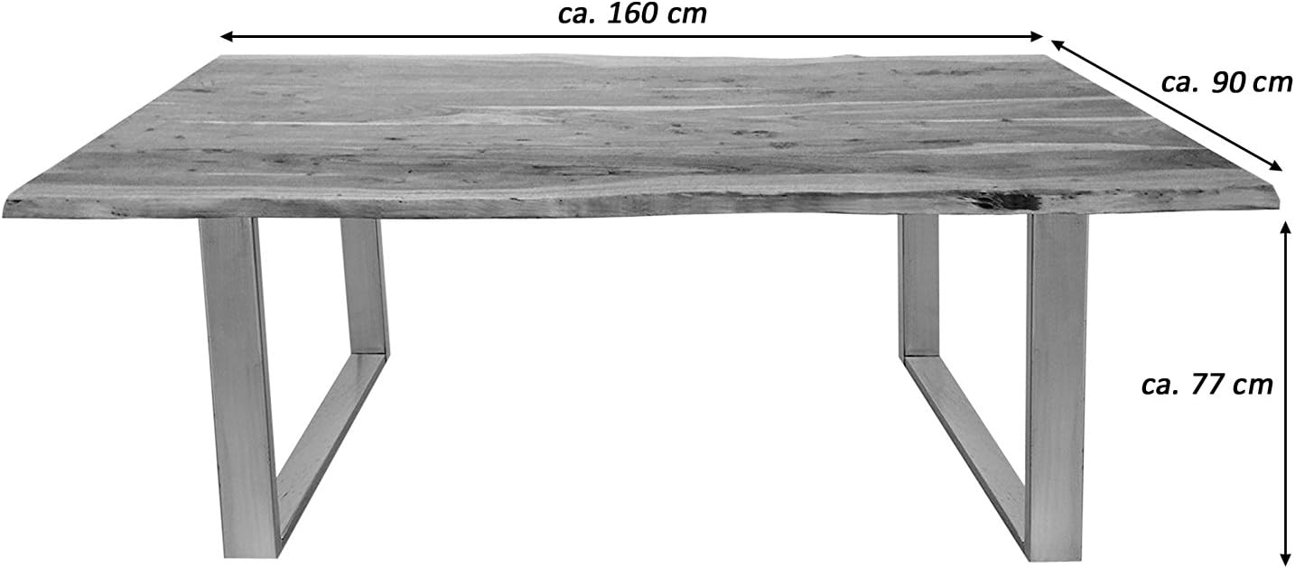 SAM Esszimmertisch Quintana Esstisch, Akazie, Natur Silber, 160 x 90 cm