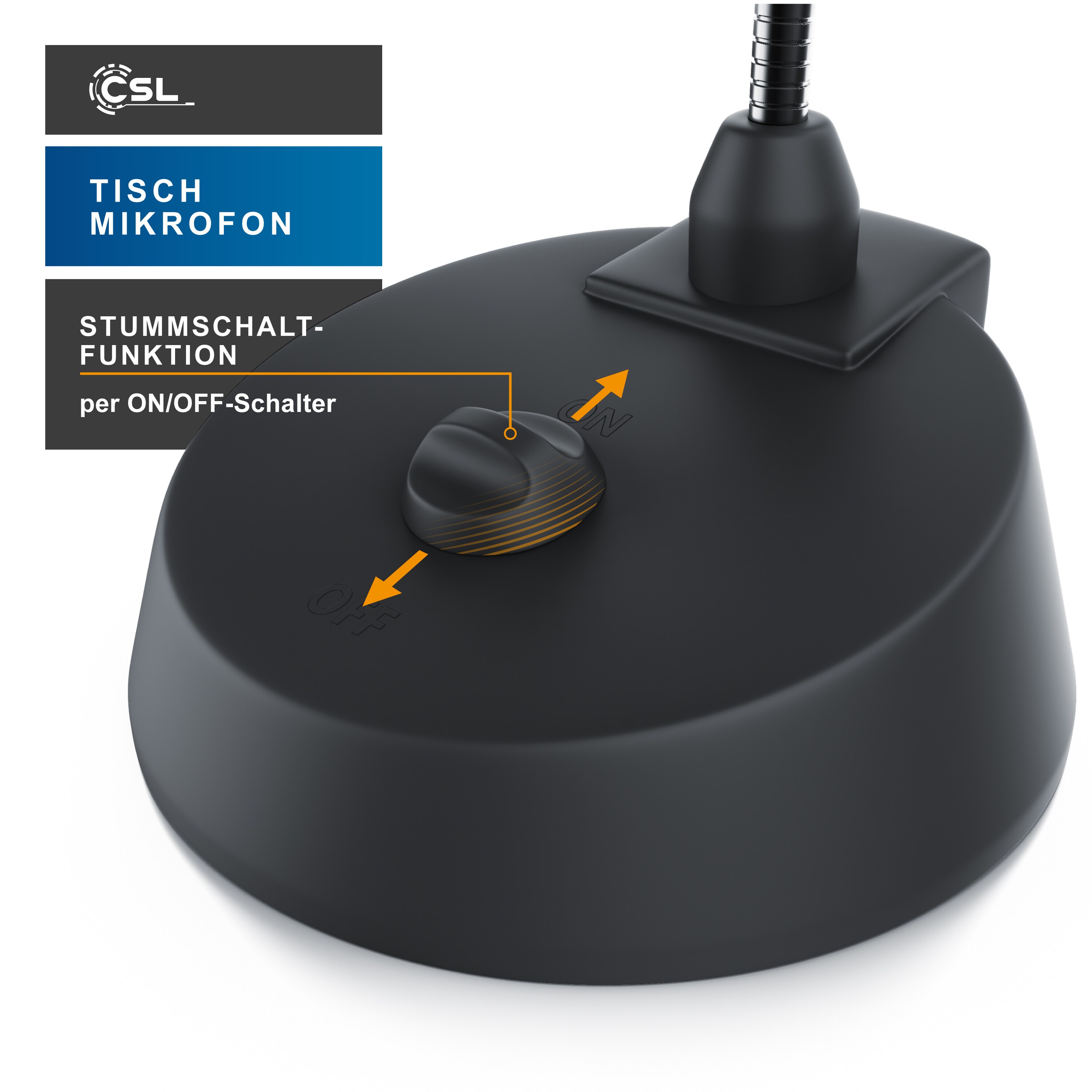 CSL Desktop PC Mikrofon - Klinkenanschluss Tischmikrofon - Ideal für Sprachaufnahmen - hohe Klangqualität - Stummschaltung - Konferenz, Gaming