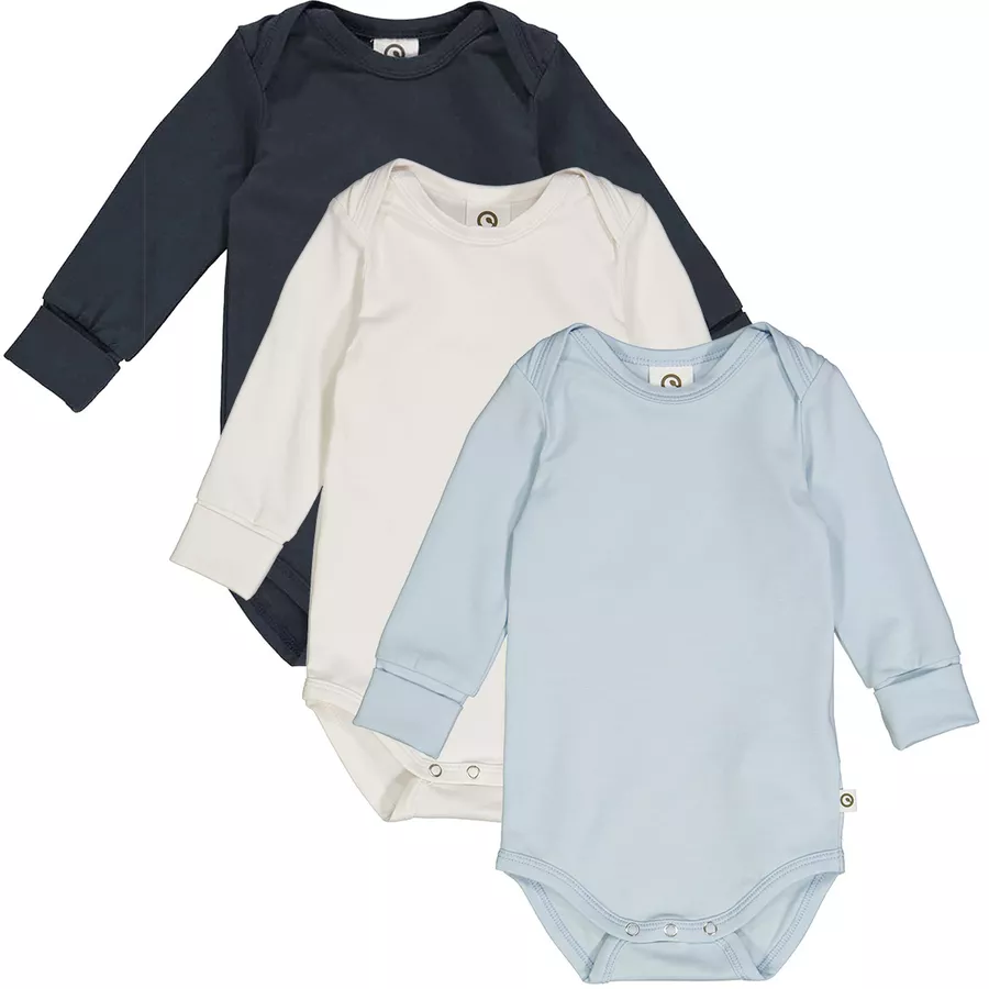 Müsli Langarmbody 3er-Pack bluebluecream