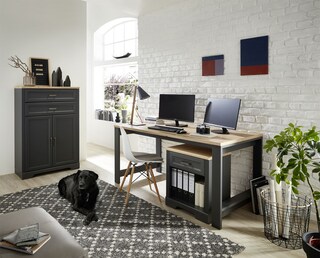 CASAVANTI Aktenschrank JASMIN mit 2 Schubkästen Graphit/ Artisan Eiche