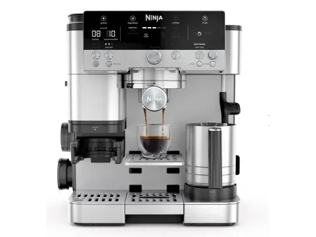 Ninja ES601EU, Espressomaskine, 2 L, Kaffebønner, Indbygget kværn, 1650 W, Sort, Rustfrit stål