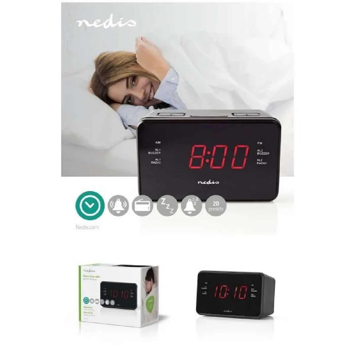 Nedis Radio Réveil LED