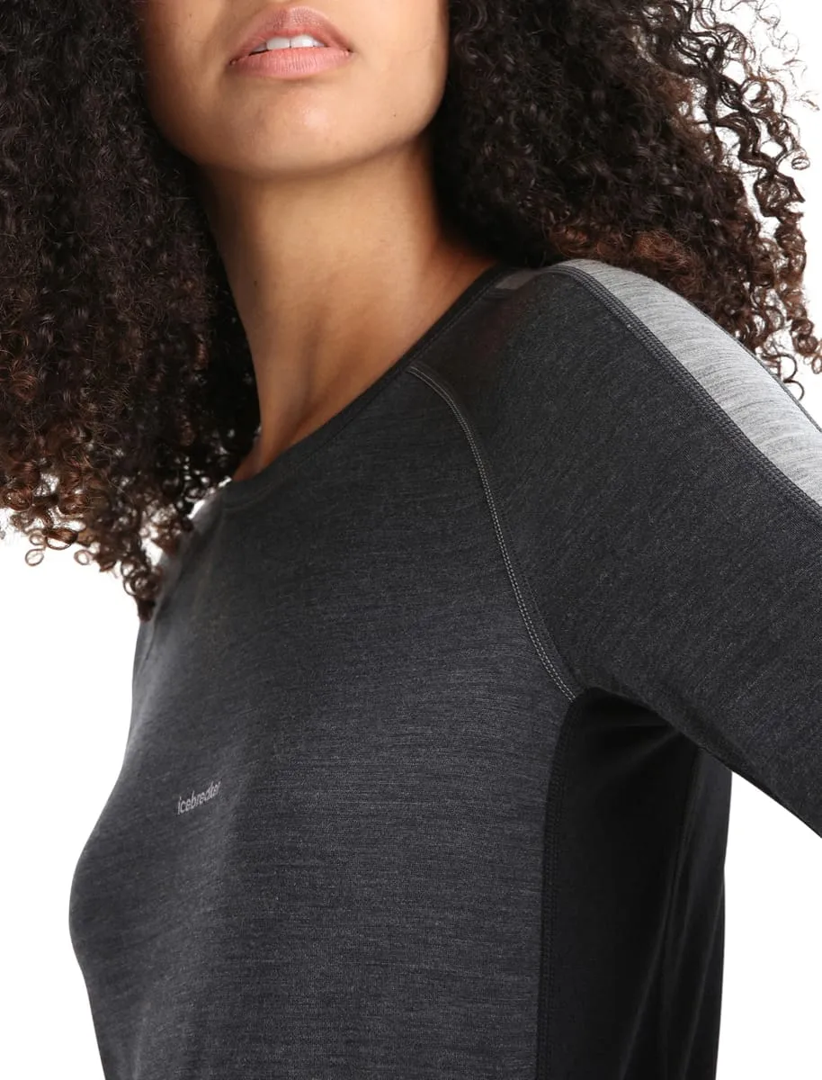 Icebreaker Women's 125 Zoneknit™ Long Sleeve Crew Jet Heather/Black/Metro Heather/Cb