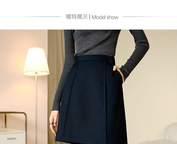 Jeonseon - Hoge taille effen mini A-lijn rok
