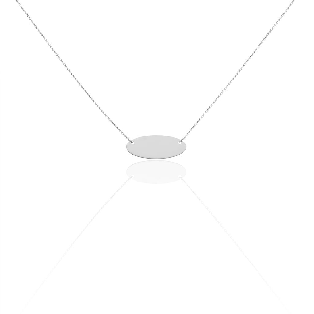 Collier Ovale Gravable Or Blanc