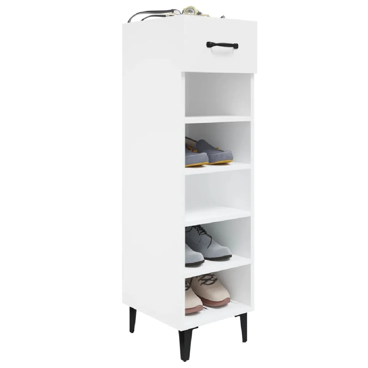 vidaXL Armoire à chaussures - Blanc brillant