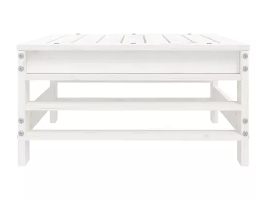 Repose-pied de jardin blanc bois de pin massif