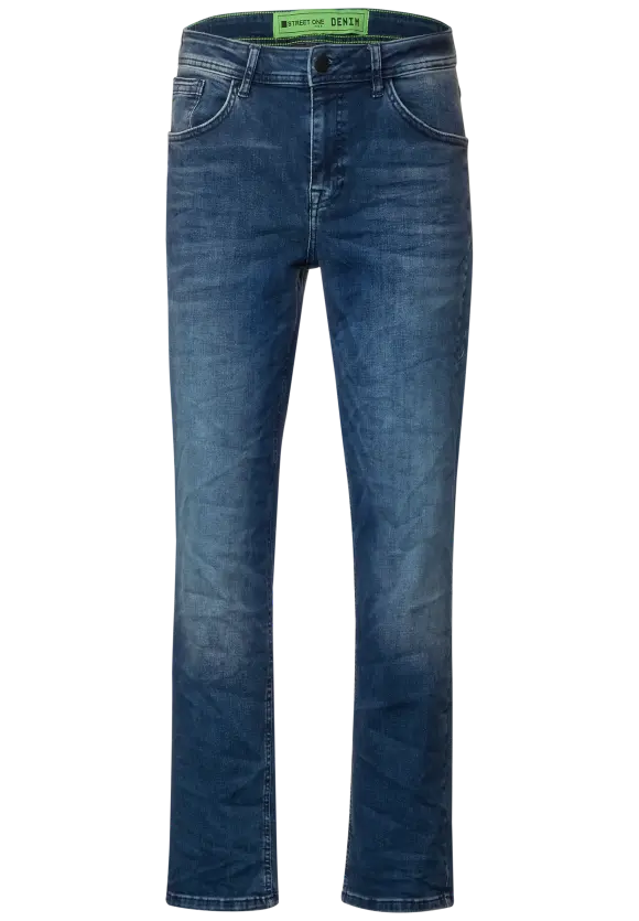 Regular Fit Jeans - mid Indigo blue random wash