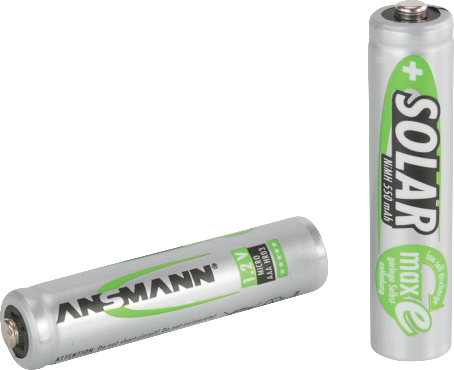 Ansmann Solar Micro AAA 1,2 V / 550 mAh NiMH Akkubatterie Wiederaufladbar (2er Pack)