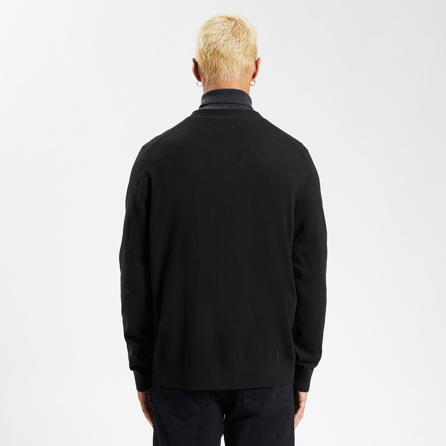 Cardigan boutonné uni Noir