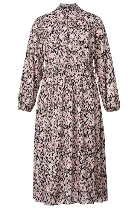 Midikleid, A-Line, Allover-Print, Stehkragen mit Rücken-CutOut, Langarm