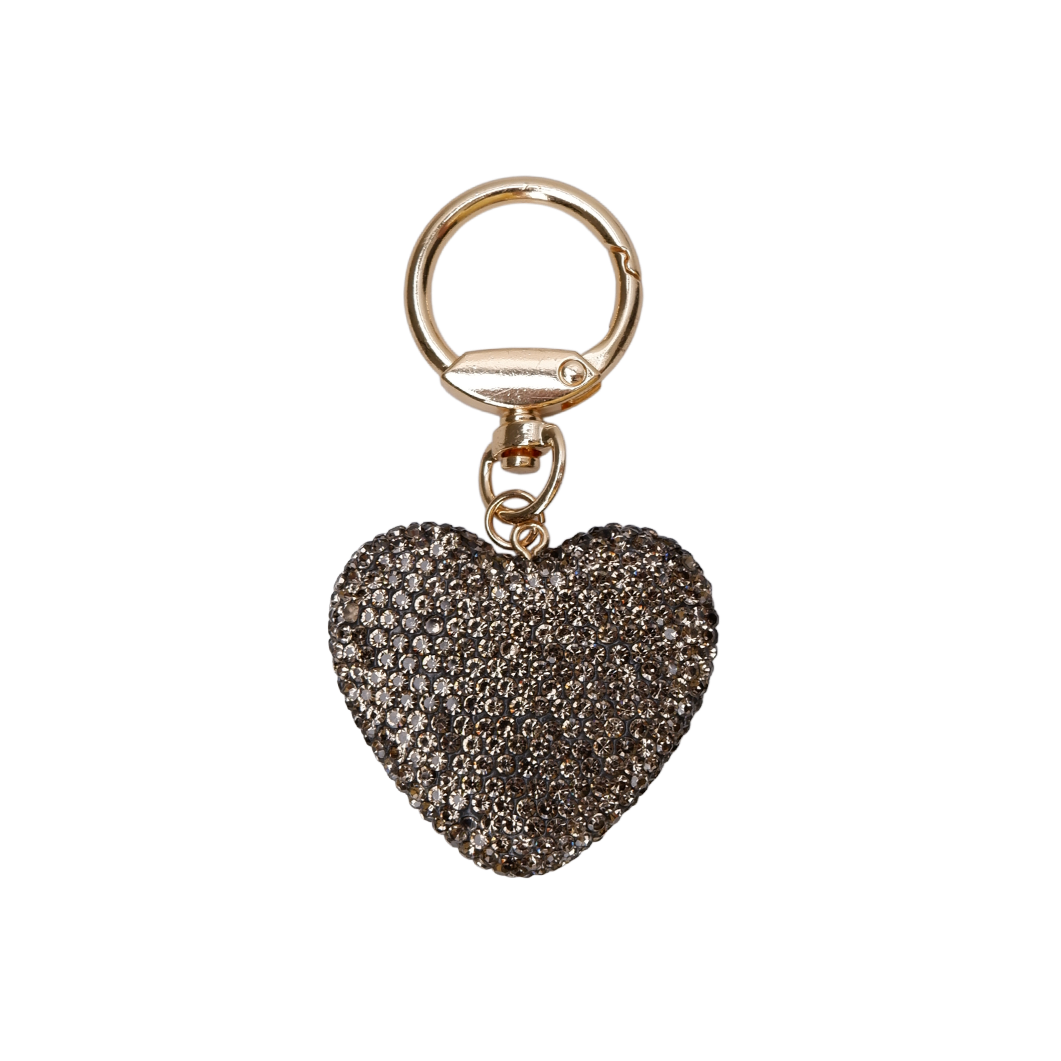 Black Colour  Heart Rhinestone nøglering - Gun Metal