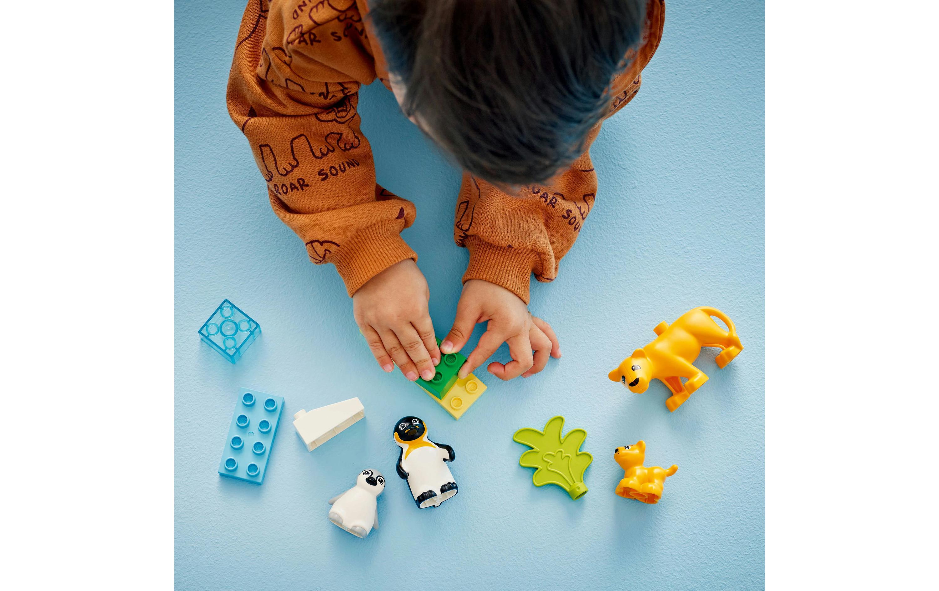 DUPLO® Wildtier-Familien Pinguine und Löwen 10442Bauset mit Tierfiguren und 2 Lebensräumen aus Lego-Steinen