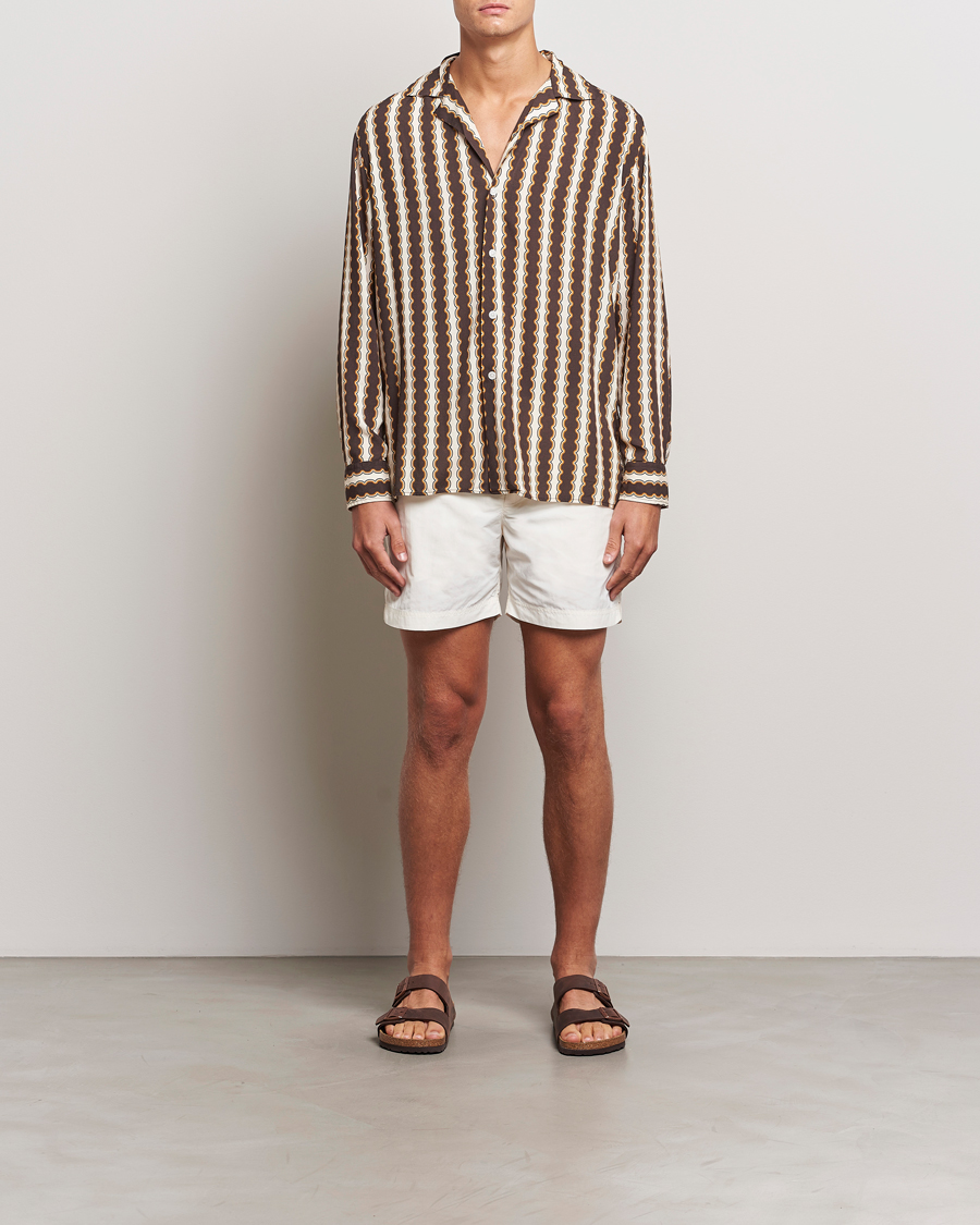 OAS Rapallo Long Sleeve Viscose Shirt Brown/Beige